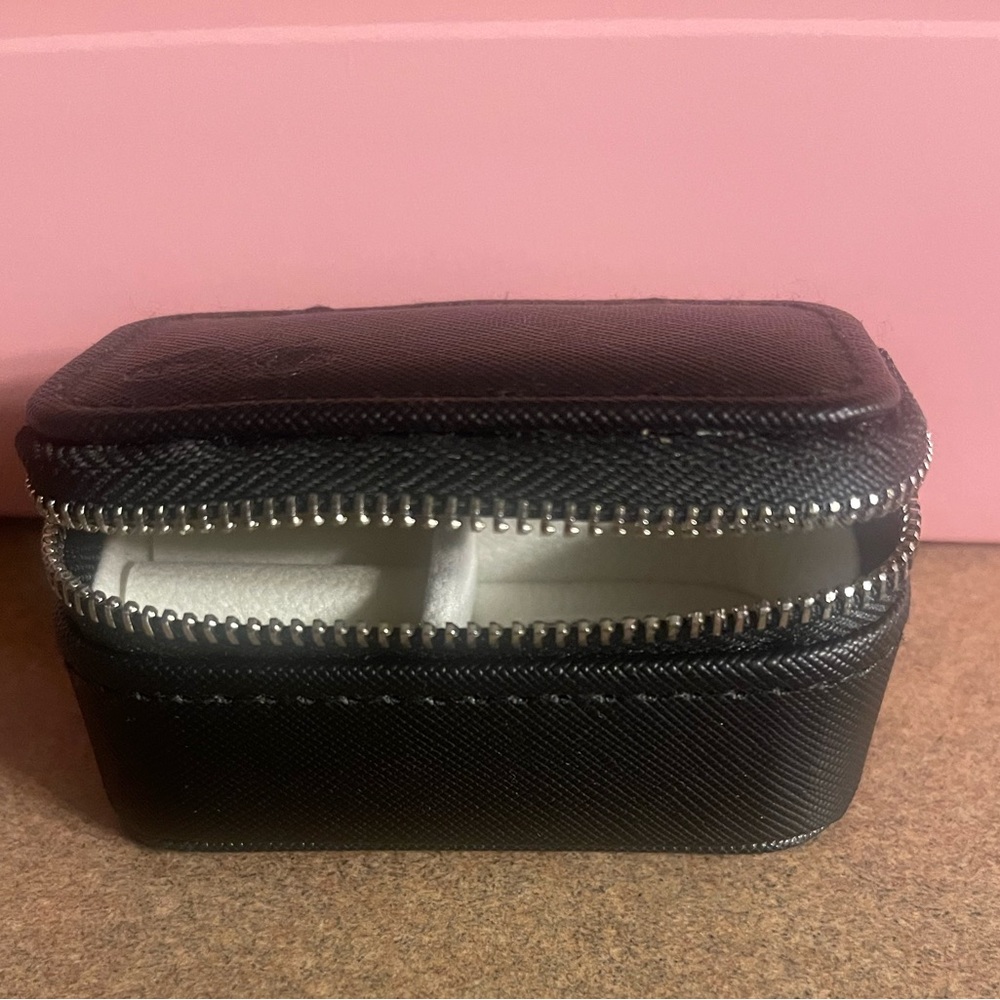 Certified Moissainite Diamonds Black Compact Zipper Jewelry Case Key Chain NWOT